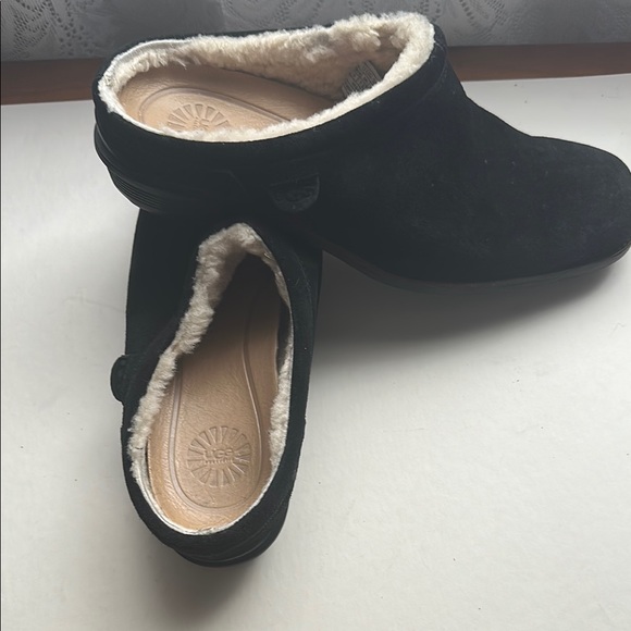 Black Shearling-Lined Slip-On Mules - Picture 4 of 6